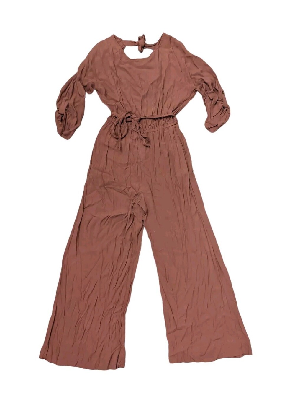 The Odells Antheopologie Tan Brown Belted Wide Leg Jumpsuit Romper Pockets XS